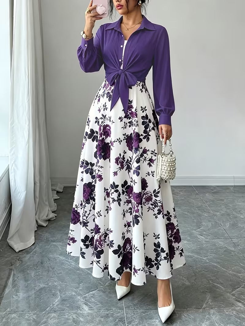 Women’s Elegant Long Sleeve Dress & Coat Set