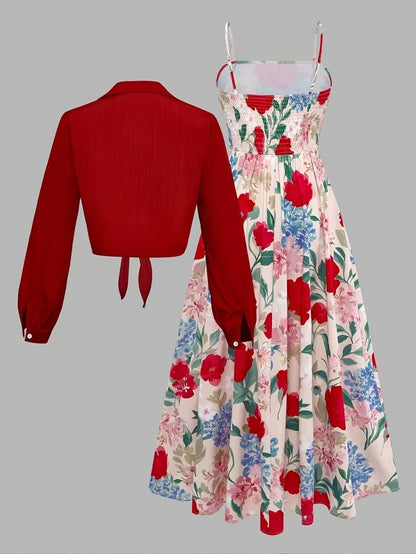 Women’s Elegant Long Sleeve Dress & Coat Set
