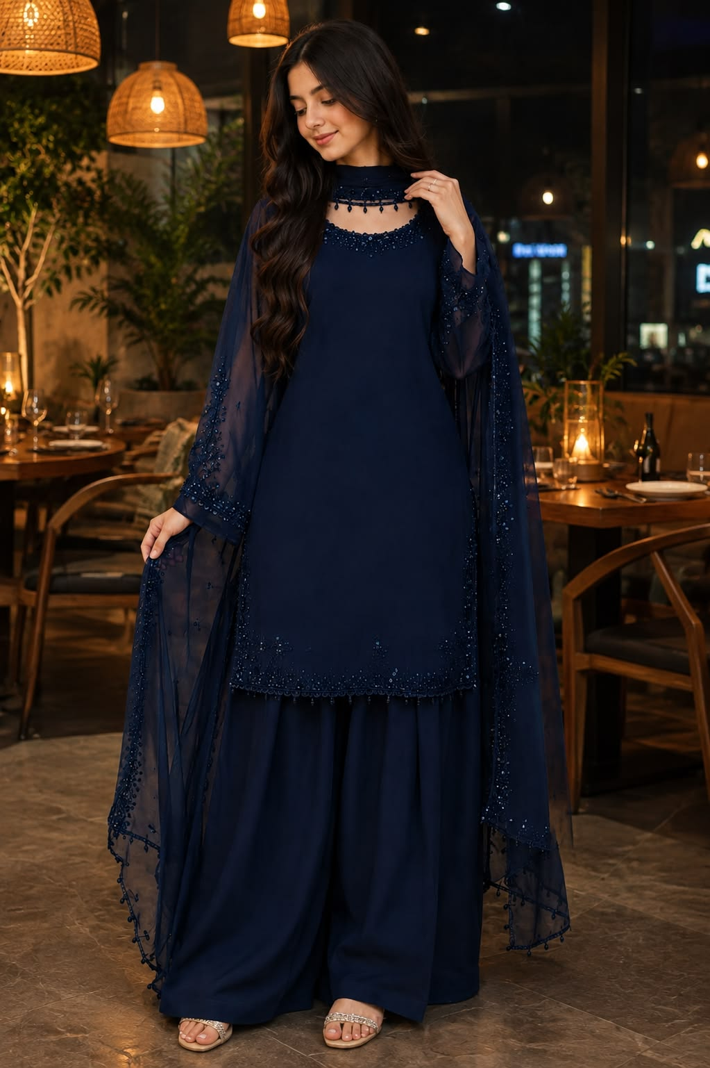 Women’s Elegant Embellished Kurta & Palazzo Co-Ord