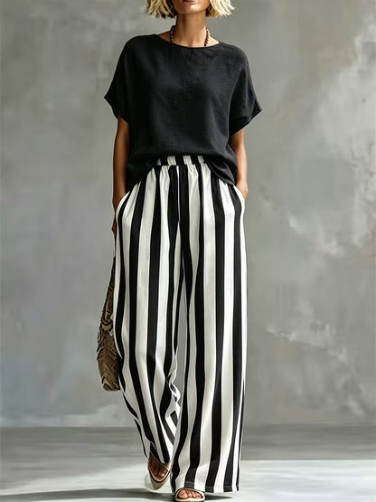 Women’s Casual Linen-Look Top & Pants Set