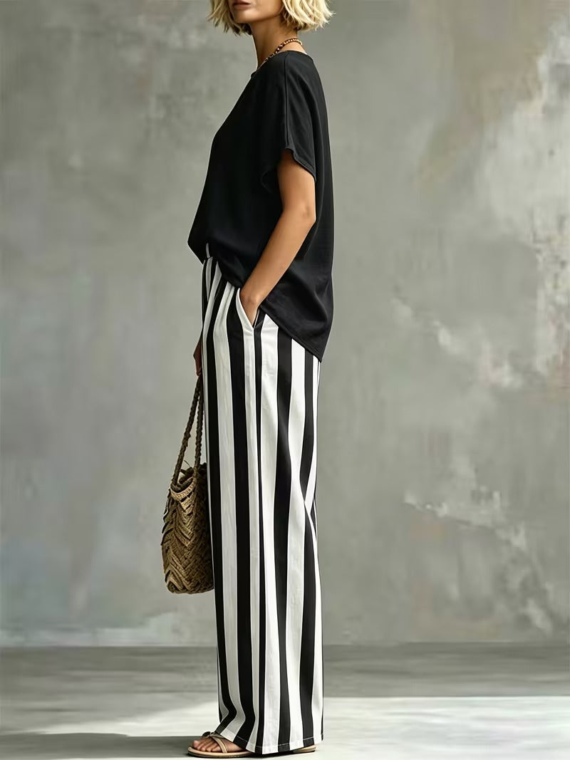 Women’s Casual Linen-Look Top & Pants Set