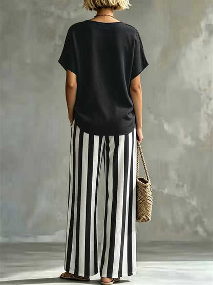 Women’s Casual Linen-Look Top & Pants Set